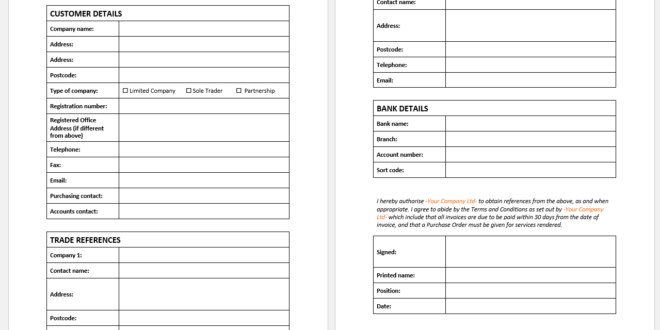 Small business credit application form