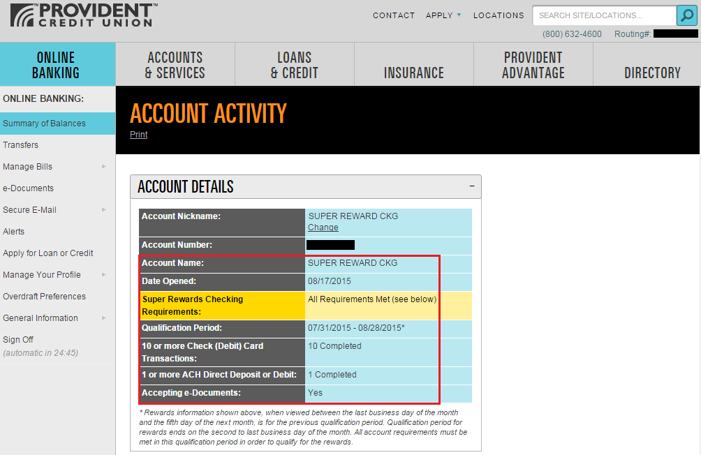 Provident credit union business account