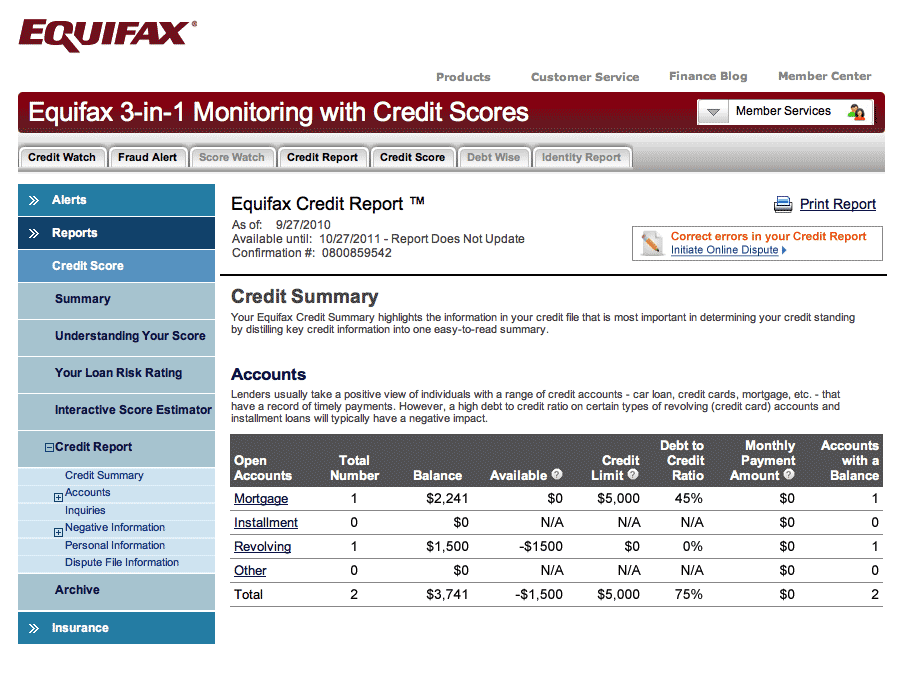 Equifax credit report for business