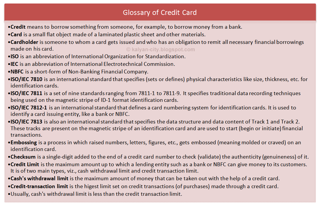 Credit card definition meaning size anatomy made