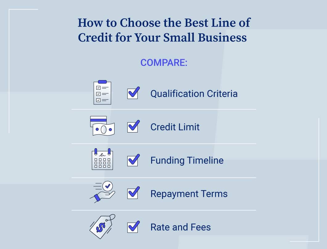 Credit line business options different compare available lend limit loans does other