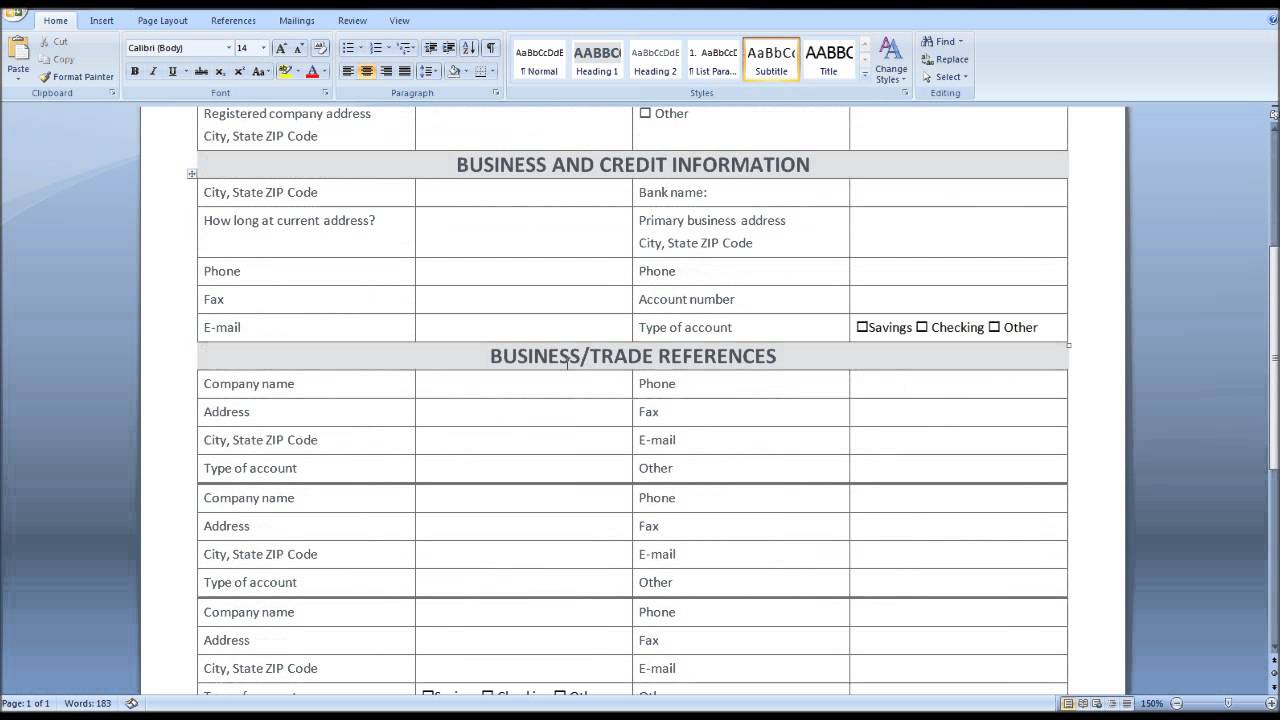 Staples credit application for business