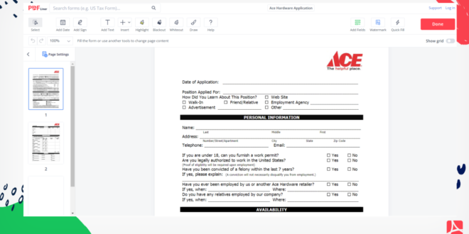 Ace hardware business credit application